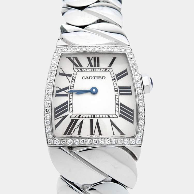 Pre Owned Cartier Silver Stainless Steel Diamond La Dona W660022I Women's Wristwatch 28 mm