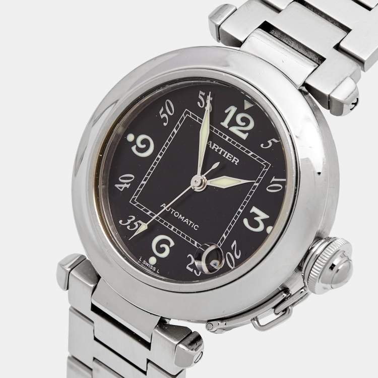 Pre Owned Cartier Black Stainless Steel Pasha W31043M7 Women's Wristwatch 35 mm