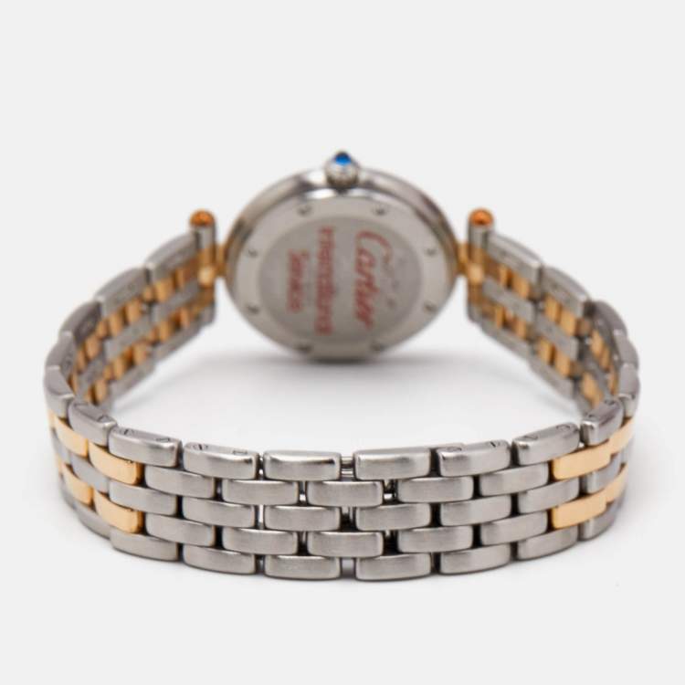 Pre Owned Cartier Silver 18k Yellow Gold Stainless Steel Panthere 166920 Quartz Women's Wristwatch 24 mm