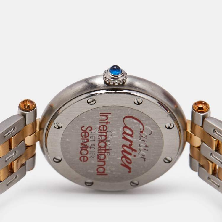 Pre Owned Cartier Silver 18k Yellow Gold Stainless Steel Panthere 166920 Quartz Women's Wristwatch 24 mm