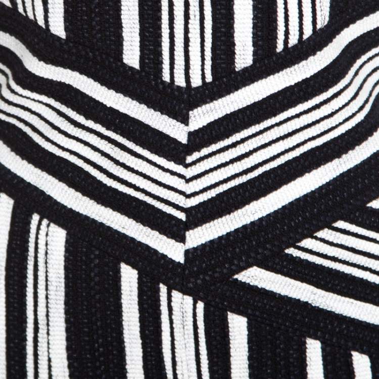 Pre Owned Carven Monochrome Textured Cutout Back Detail Sleeveless Dress L