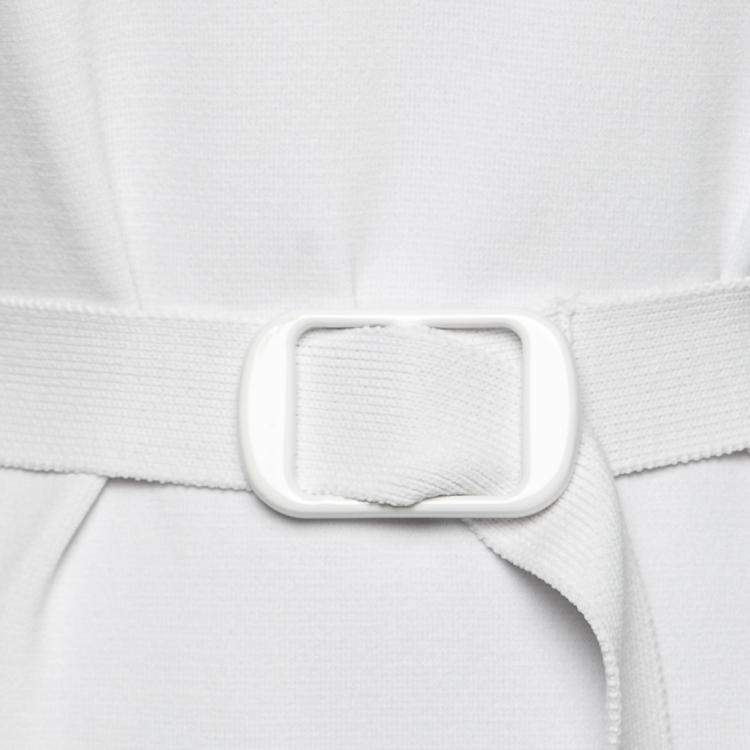 Pre Owned Carven White Rib Knit Belted Short Sleeve Skater Dress L