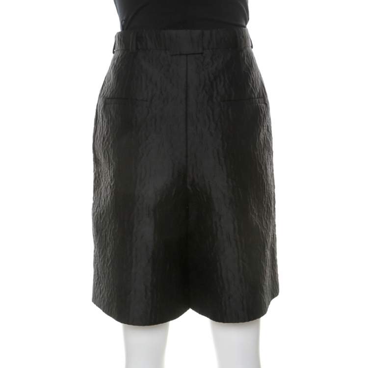 Pre Owned Carven Black Textured High Waist Cloque Shorts M
