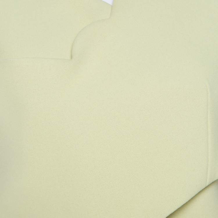 Pre Owned Carven Lime Green Crepe Scalloped Cross Over Crop Top M