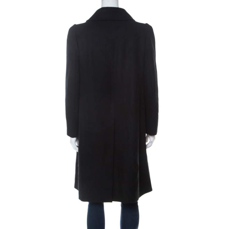 Pre Owned Carven Black Wool Double Breasted Coat L