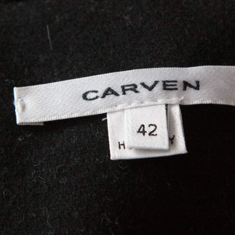 Pre Owned Carven Black Wool Double Breasted Coat L