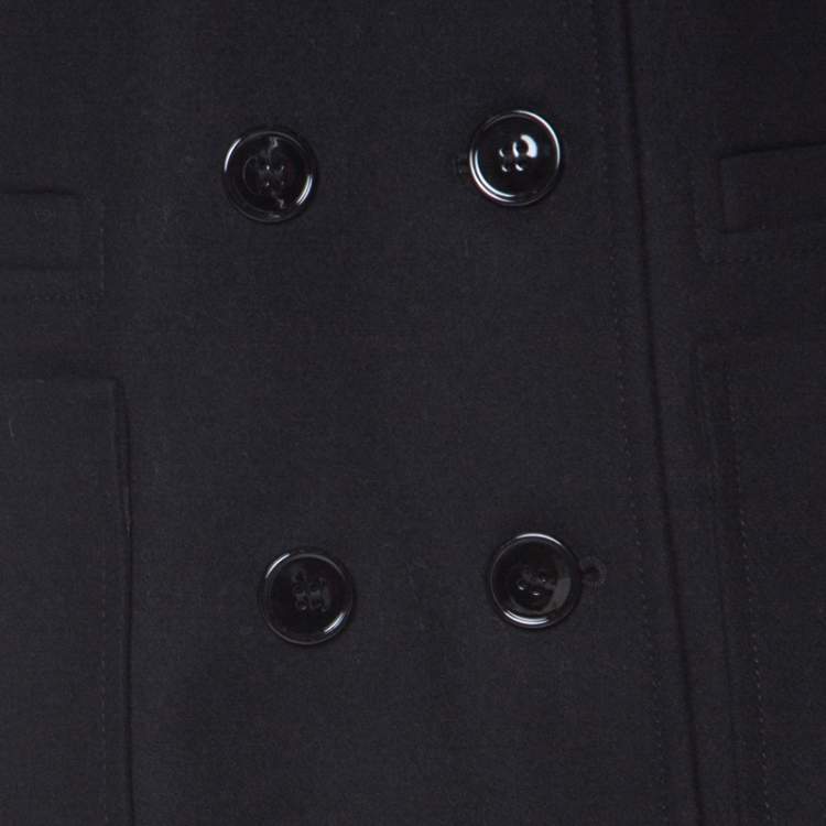 Pre Owned Carven Black Wool Double Breasted Coat L