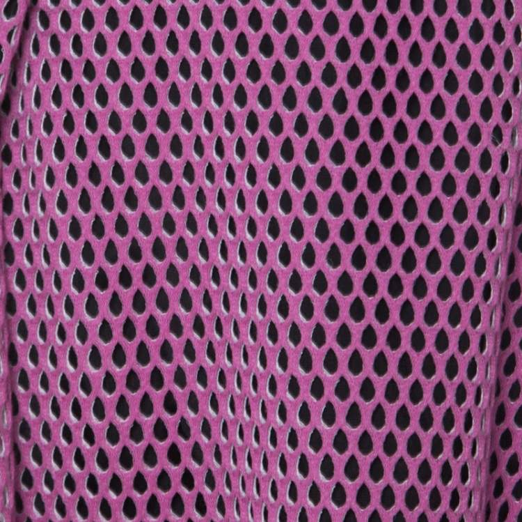 Pre Owned Carven Pink & Black Mesh Layered Skirt M
