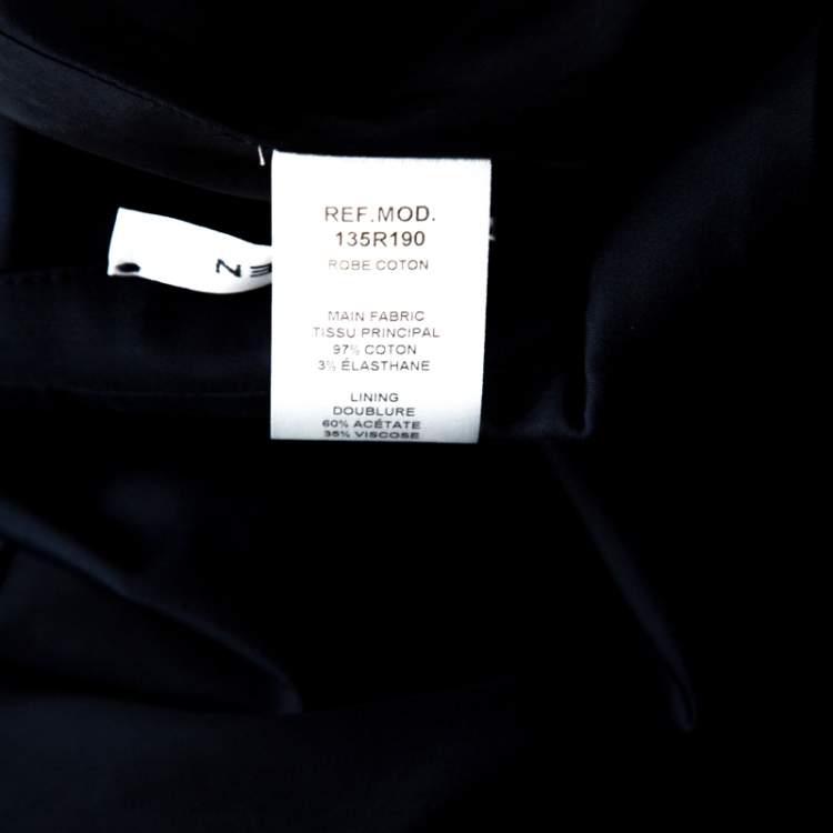 Pre Owned Carven Navy Blue Cotton Blend Cap Sleeves A Line Dress M