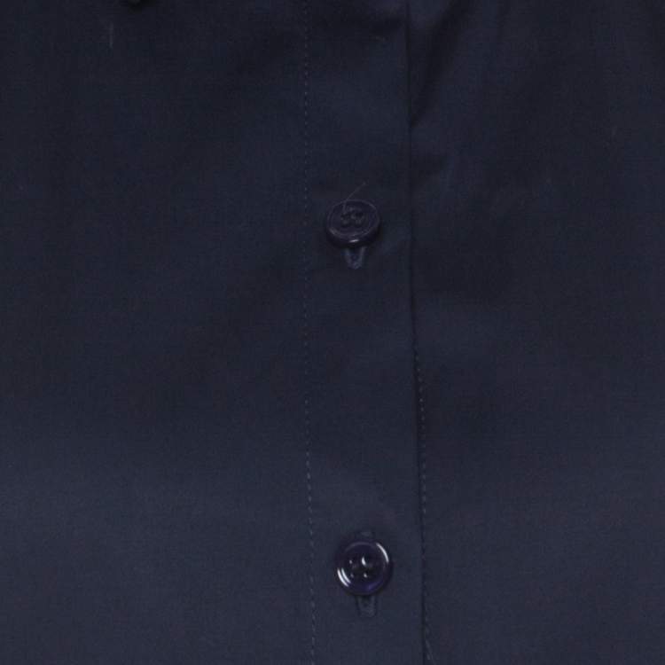 Pre Owned Carven Navy Blue Cotton Blend Cap Sleeves A Line Dress M