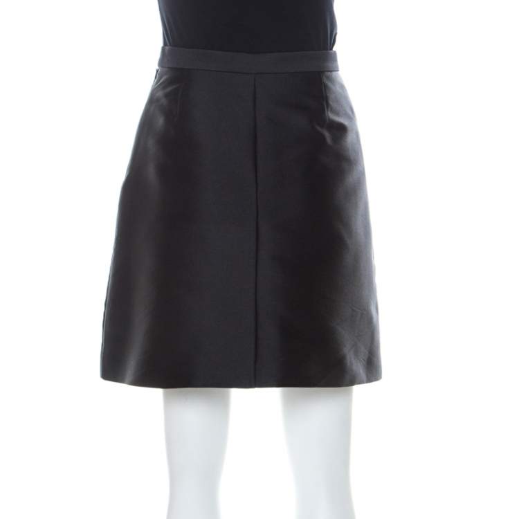 Pre Owned Carven Black Silk Satin and Tulle Embellished Detail Meduse Short Skirt M