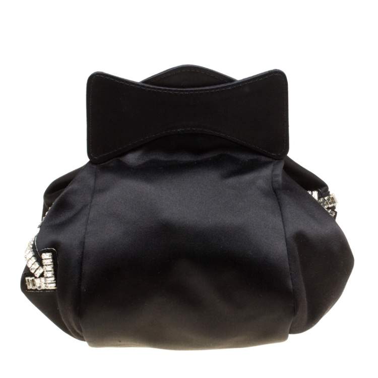 Pre Owned Carven Black Satin Pochon Defile F Clutch