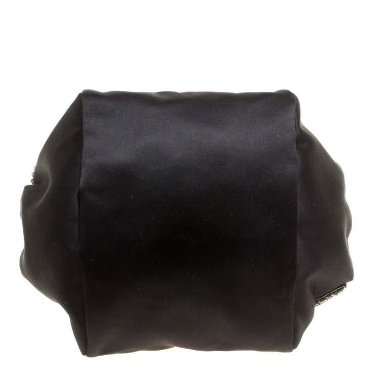 Pre Owned Carven Black Satin Pochon Defile F Clutch