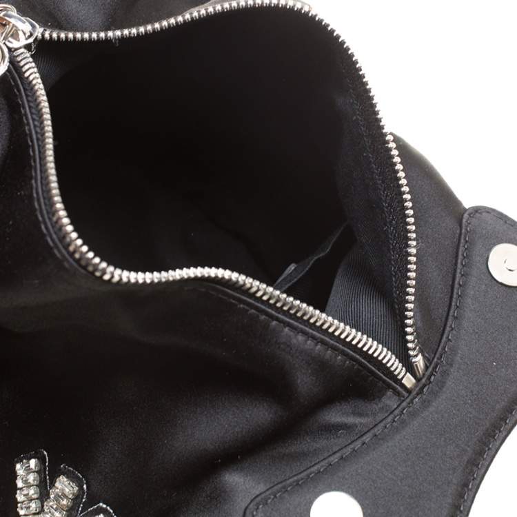 Pre Owned Carven Black Satin Pochon Defile F Clutch