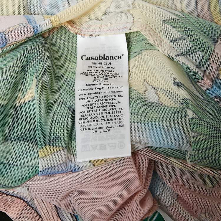 Pre Owned Casablanca Pink/Green Printed Stretch Mesh Sheer Top M