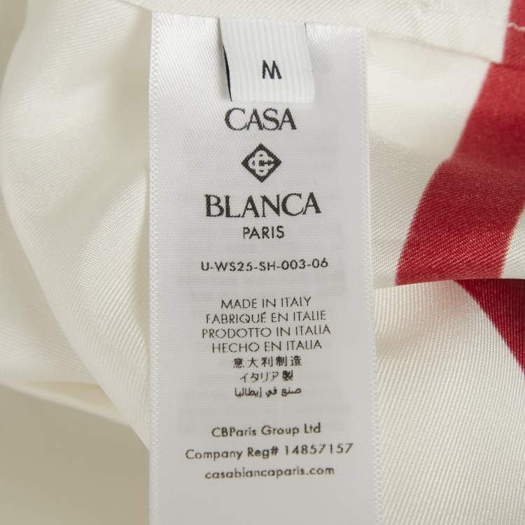 Pre Owned Casablanca White Casa Way World Print Silk Cuban Collar Unisex Shirt M