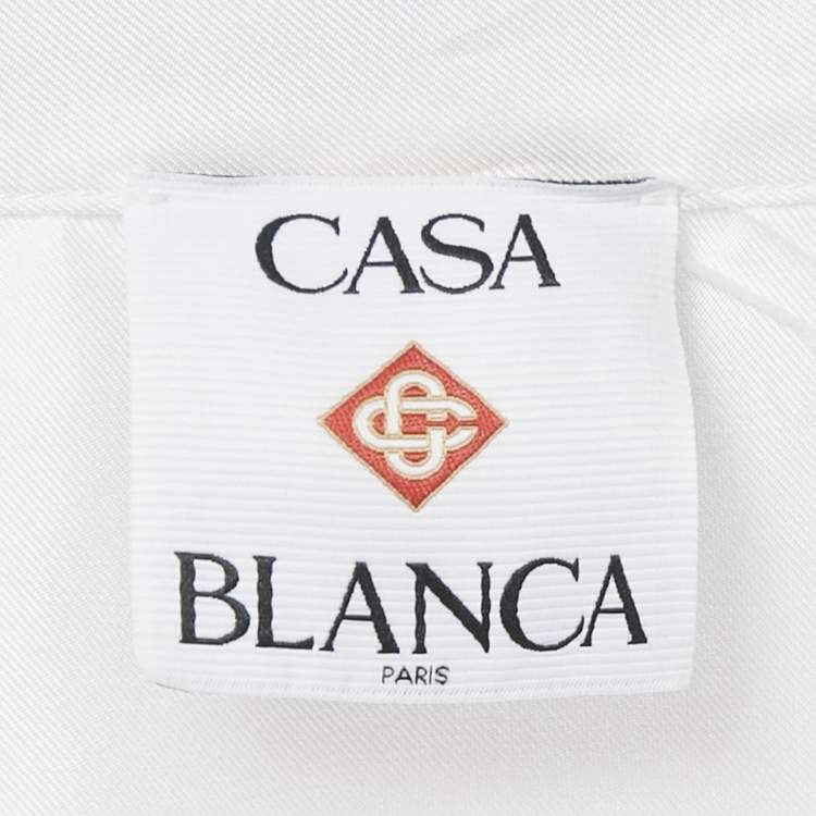 Pre Owned Casablanca White Casa Way World Print Silk Cuban Collar Unisex Shirt M