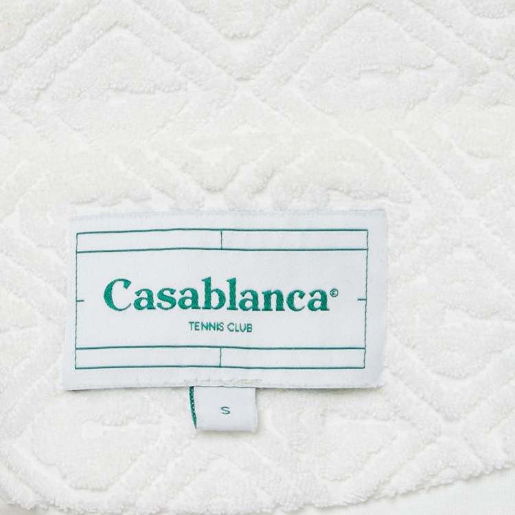 Pre Owned Casablanca White Logo Embossed Terry Crop Track Jacket S