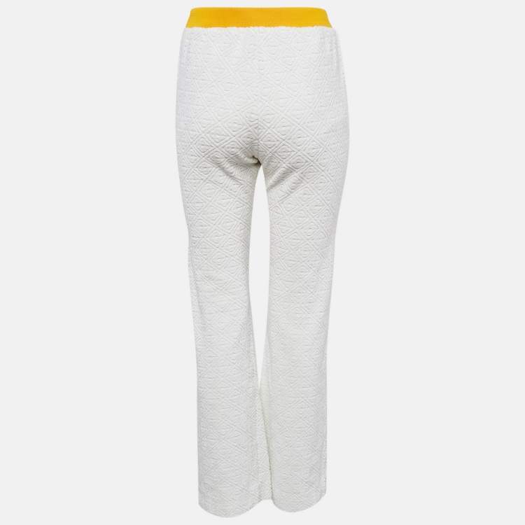 Pre Owned Casablanca White Monogram Embossed Terry Track Pants S