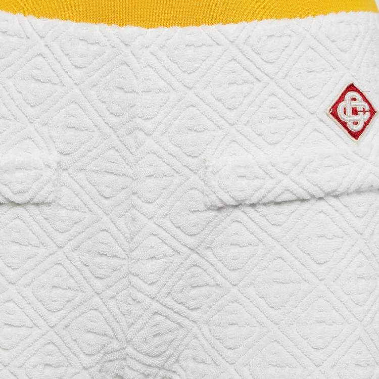 Pre Owned Casablanca White Monogram Embossed Terry Track Pants S