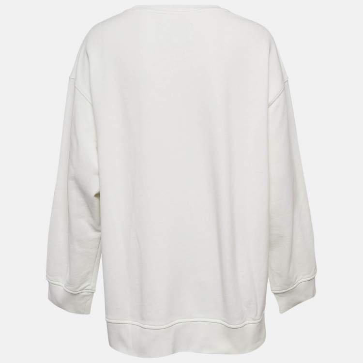 Pre Owned Casablanca White Printed Cotton Tennis Club Sweatshirt L
