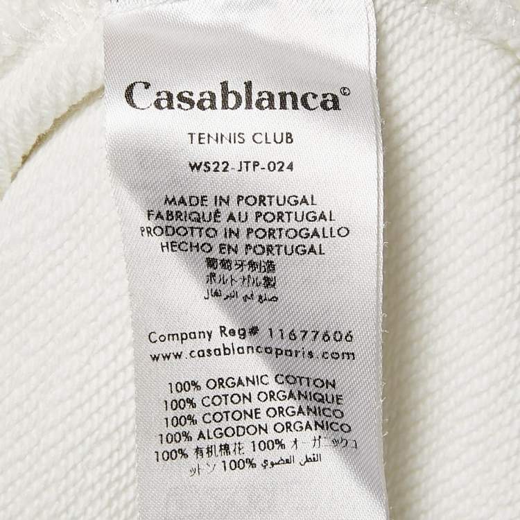 Pre Owned Casablanca White Printed Cotton Tennis Club Sweatshirt L