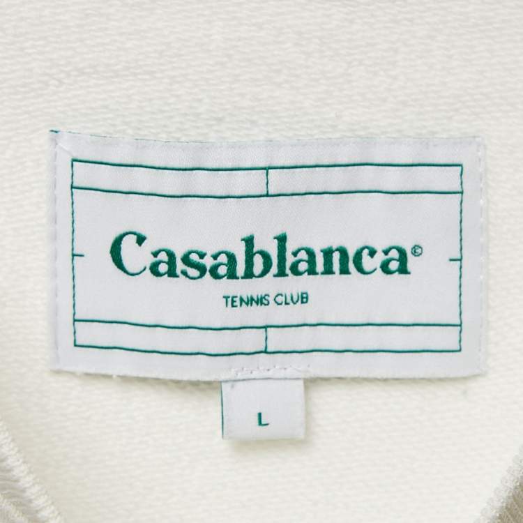 Pre Owned Casablanca White Printed Cotton Tennis Club Sweatshirt L