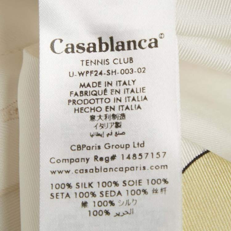 Pre Owned Casablanca Tennis Club White Printed Silk Cuban Short Sleeve S