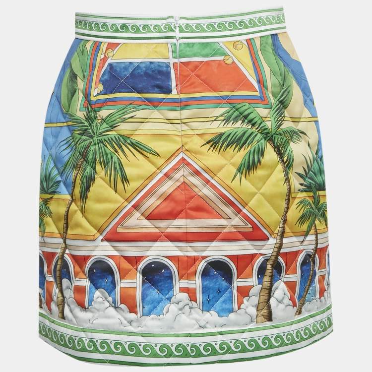 Pre Owned Casablanca Multicolor Printed Synthetic Quilted Mini Skirt S