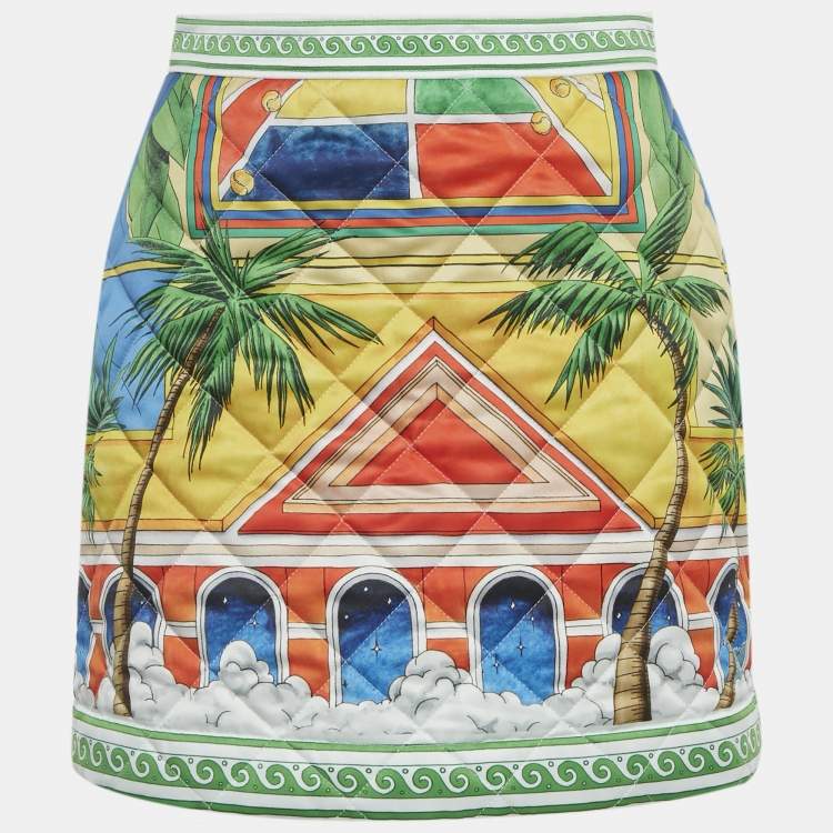 Pre Owned Casablanca Multicolor Printed Synthetic Quilted Mini Skirt S