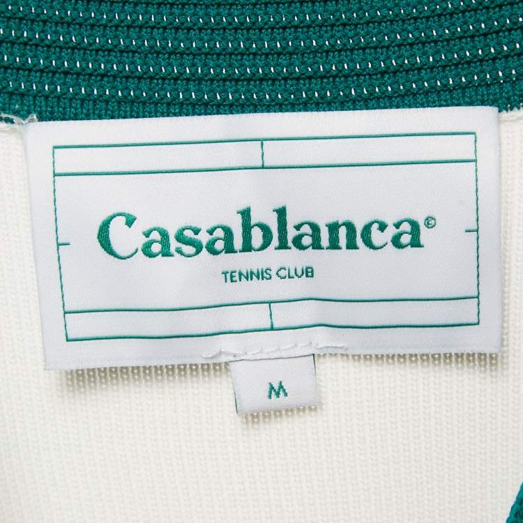 Pre Owned Casablanca White & Green Knit Draped Tennis Dress M
