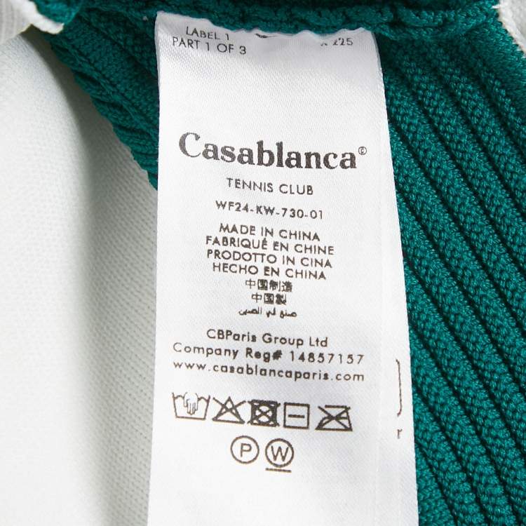 Pre Owned Casablanca White & Green Knit Draped Tennis Dress M