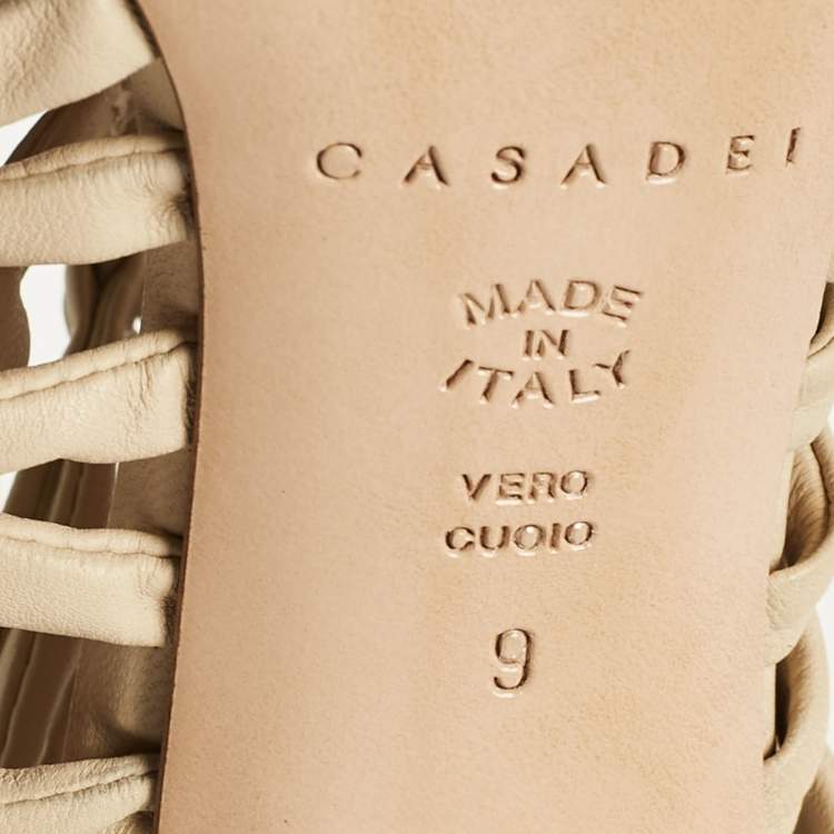 Pre Owned Casadei Beige Leather Cage Valencia Sandals Size 39