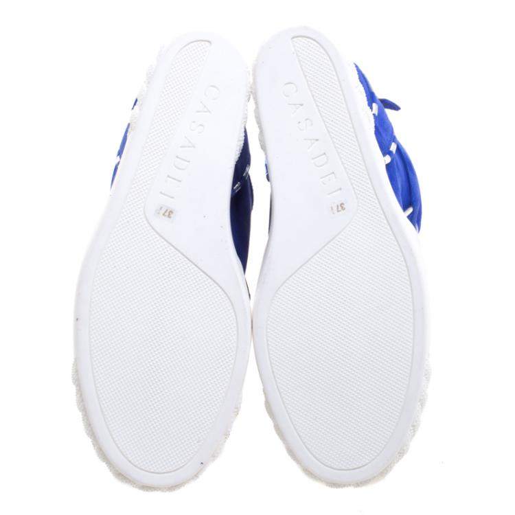 مملوكة مسبقًا Casadei Blue Suede High Top Wedge Sneakers Size 37.5