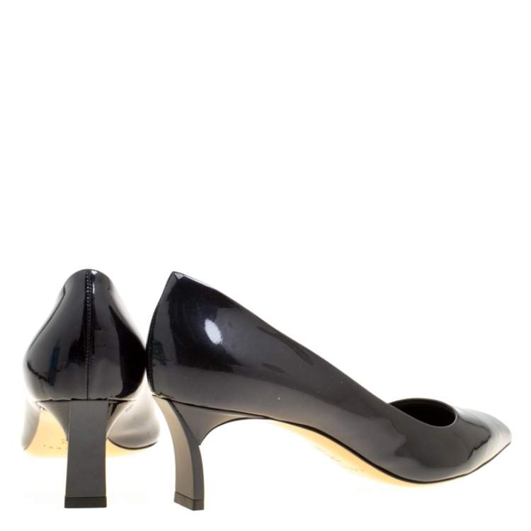 Pre Owned Casadei Black Patent Leather Pointed Toe Pumps Size 39