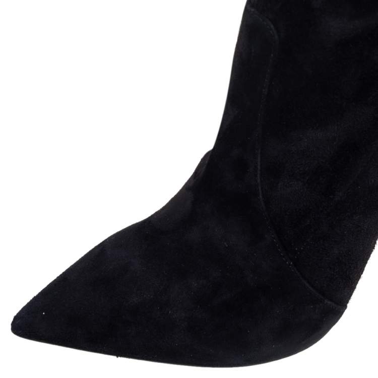 Pre Owned Casadei Black Suede Over Knee Boots Size 38