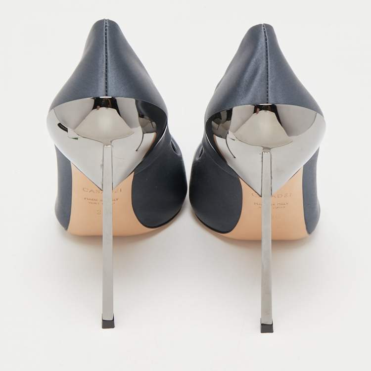 مملوكة مسبقًا Casadei Dark Grey Satin Blade Pumps Size 38