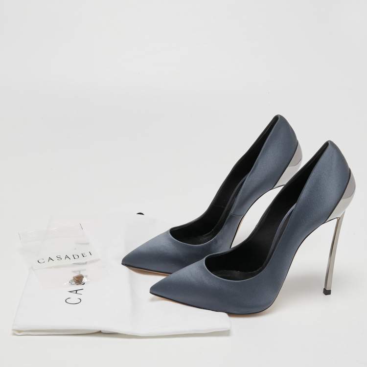 مملوكة مسبقًا Casadei Dark Grey Satin Blade Pumps Size 38