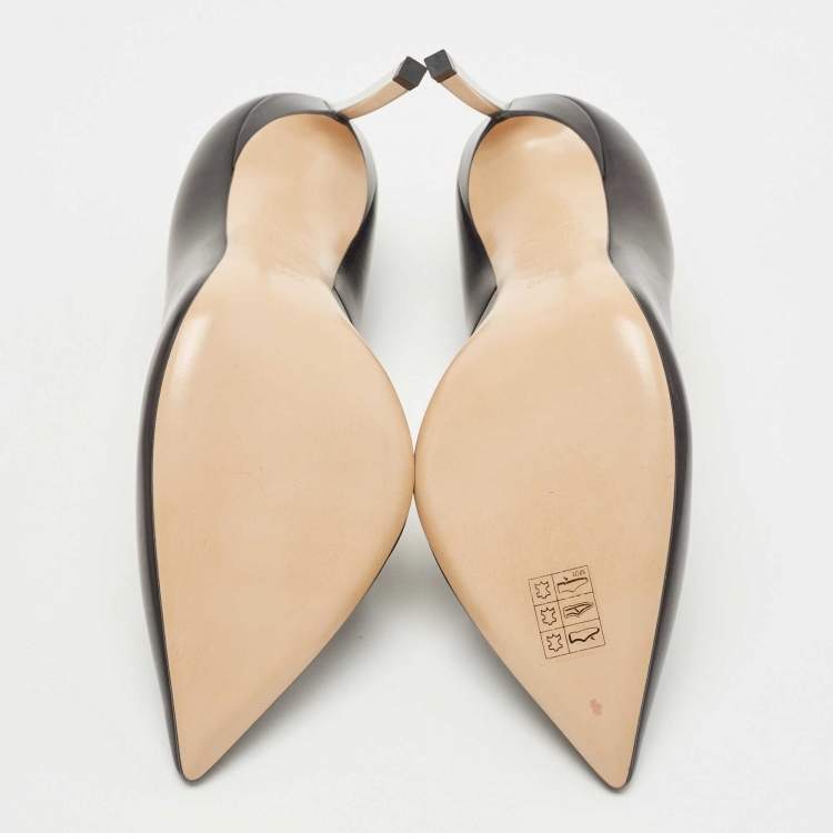 Pre Owned Casadei Black Leather Blade Pumps Size 38.5 