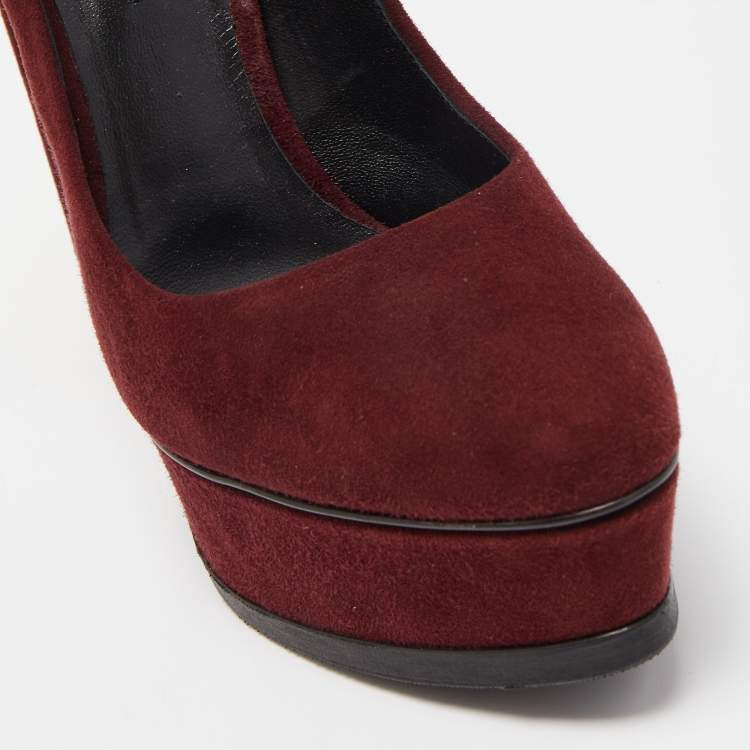 مملوكة مسبقًا Casadei Burgundy Suede Platform Pumps Size 36.5