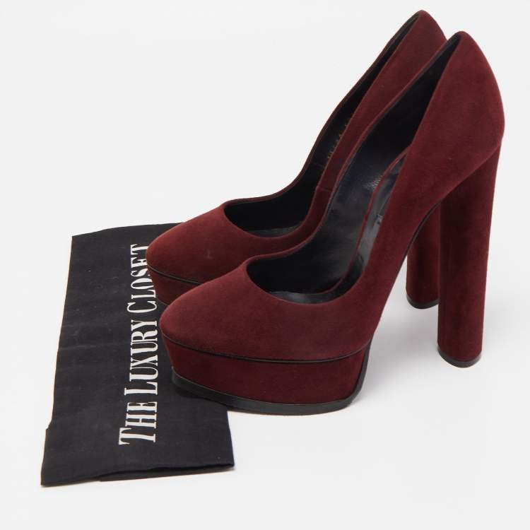 مملوكة مسبقًا Casadei Burgundy Suede Platform Pumps Size 36.5