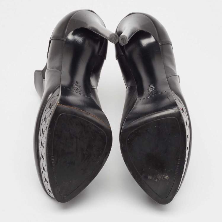 Pre Owned Casadei Black Leather Ankle  Boots Size 38