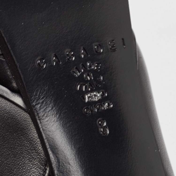 Pre Owned Casadei Black Leather Ankle  Boots Size 38