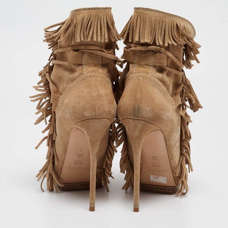 Pre Owned Casadei Brown Suede Ankle  Boots Size 37