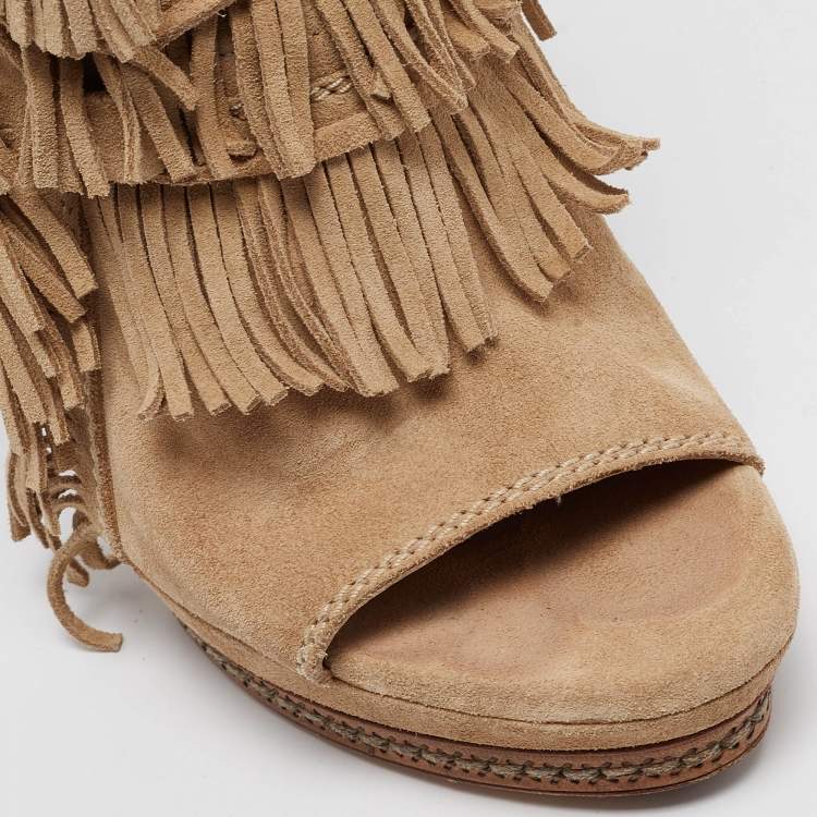 Pre Owned Casadei Brown Suede Ankle  Boots Size 37