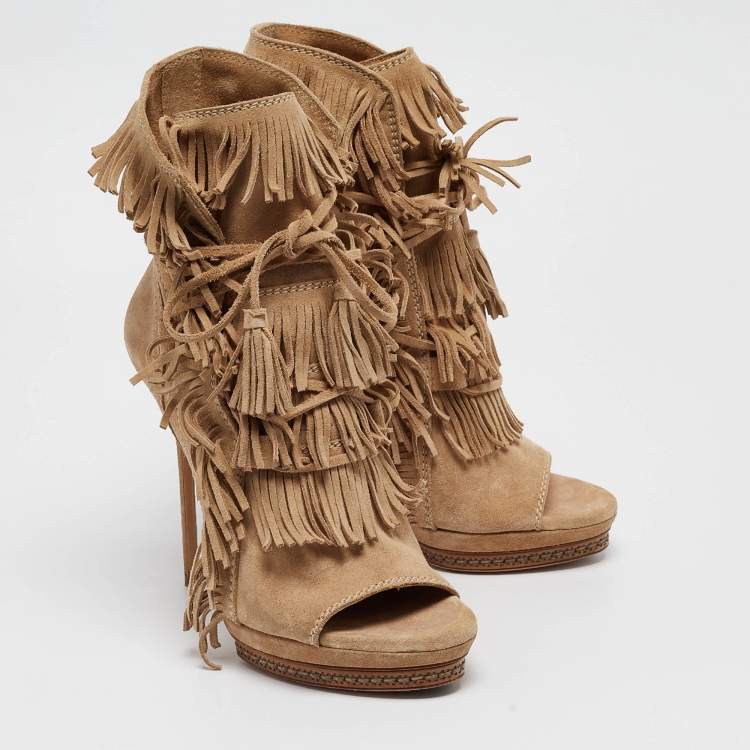 Pre Owned Casadei Brown Suede Ankle  Boots Size 37