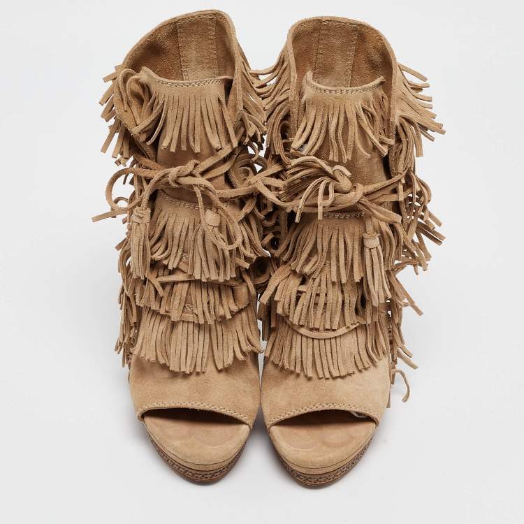 Pre Owned Casadei Brown Suede Ankle  Boots Size 37
