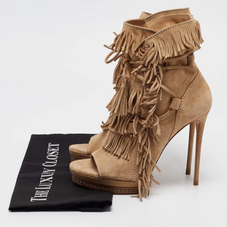 Pre Owned Casadei Brown Suede Ankle  Boots Size 37