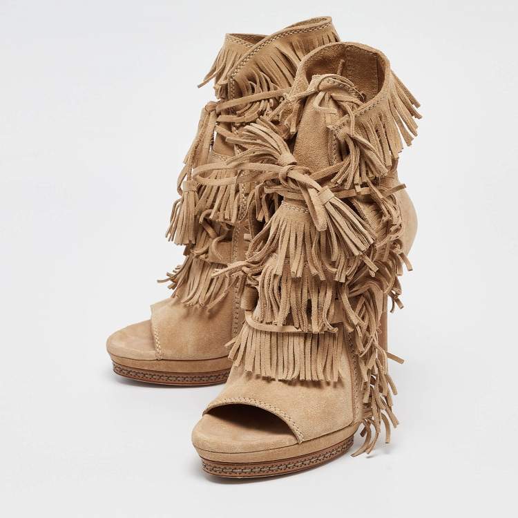 Pre Owned Casadei Brown Suede Ankle  Boots Size 37