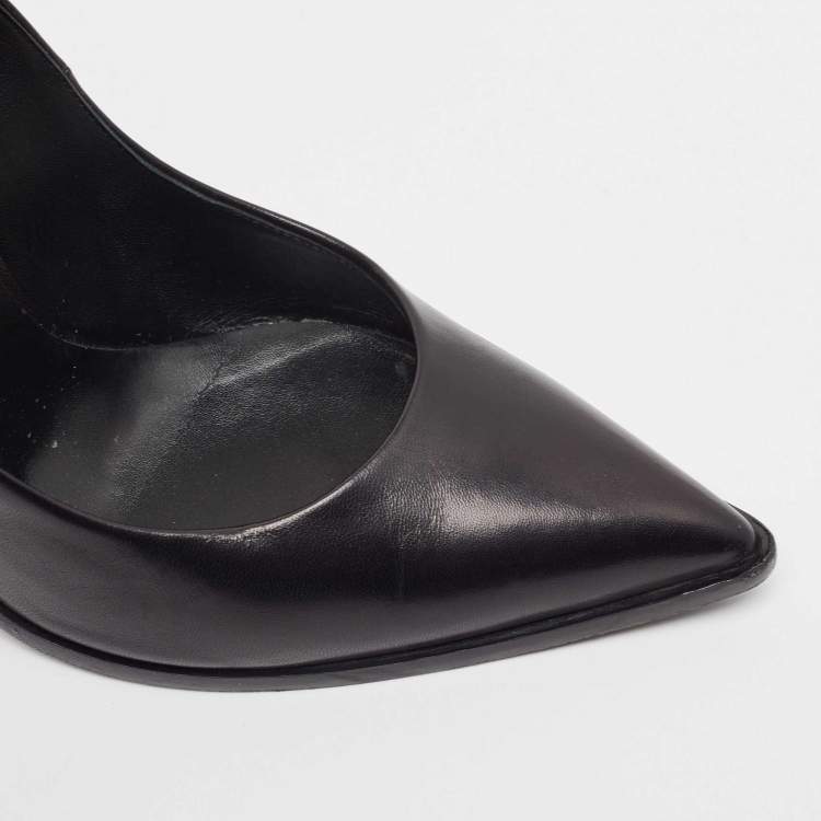 Pre Owned Casadei Black Leather Pointed Toe Pumps Size 41
